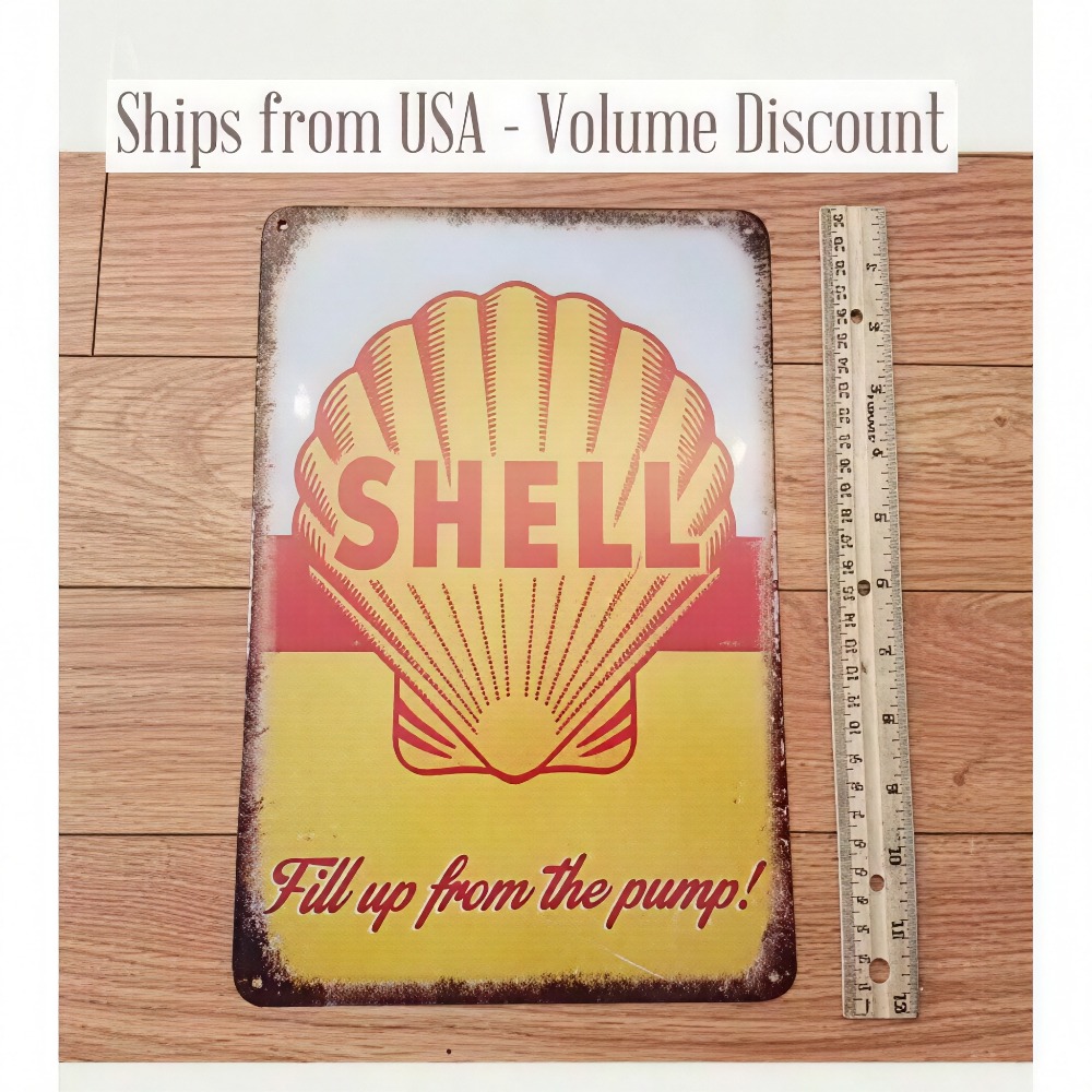 Retro Shell Gas Station Metal  - Auto Repair Shop ulasan dan harga